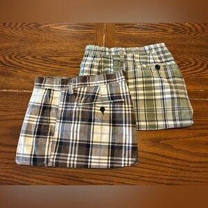 Sonoma Men's Plaid Shorts Brown Green White 10-inch Pocket Zipper Cotton Size 34